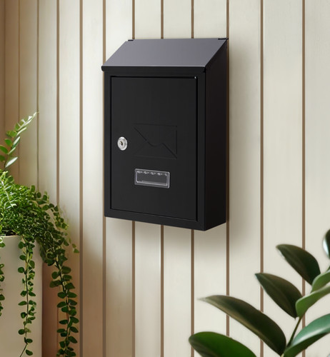 Black post box wall - box,