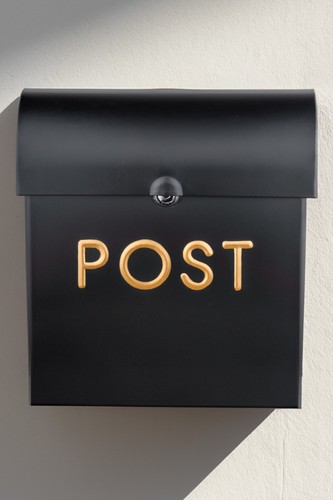 Post box black wall mounted - box,