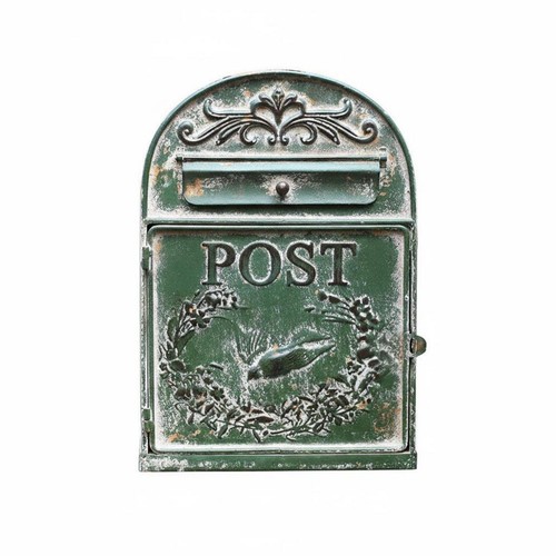 Green wrought iron letterbox - wrought,