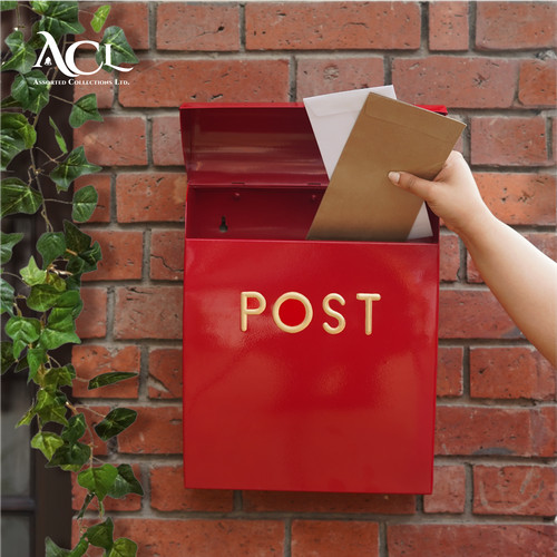 Post box red wall mounted - wall,