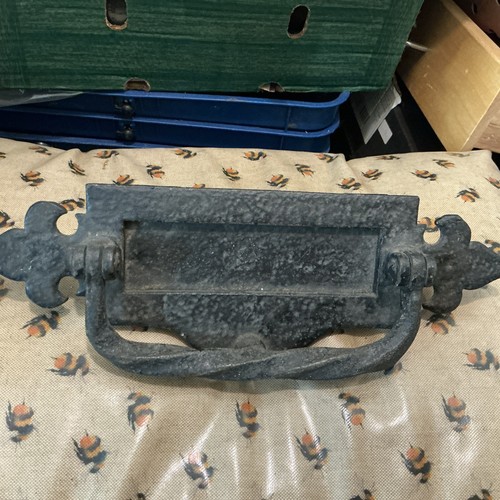 Cast iron letterbox and door - iron,