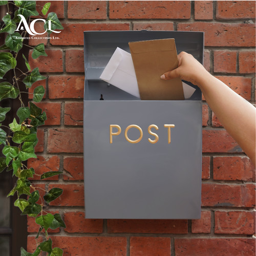 Post box grey wall - grey,
