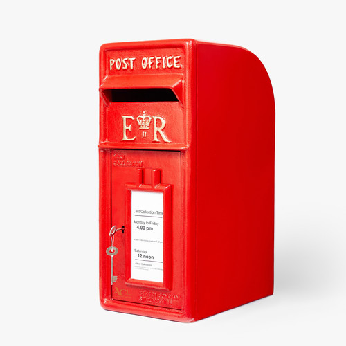 Post box red - red, mounted