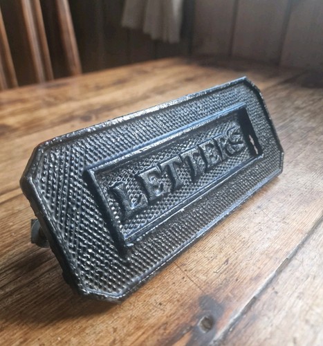 Victorian cast iron letterbox - cast,