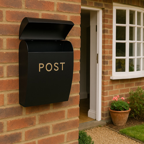 Black post box wall - box,
